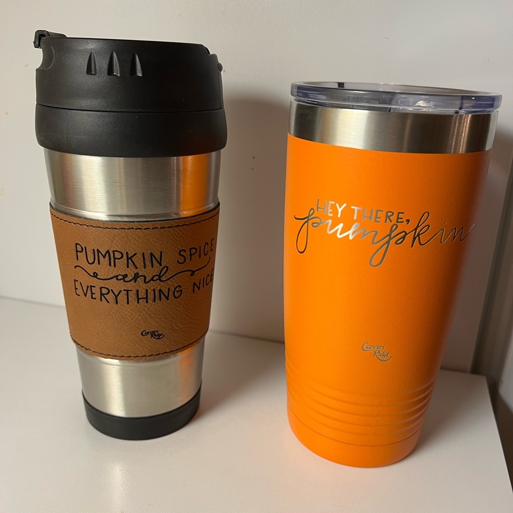 (2) NEW Fall Themed Insulated Drinkware